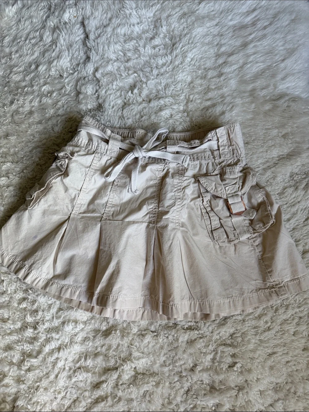 Justice Girls Casual Cream Cargo Skort with Drawstring L 12/14